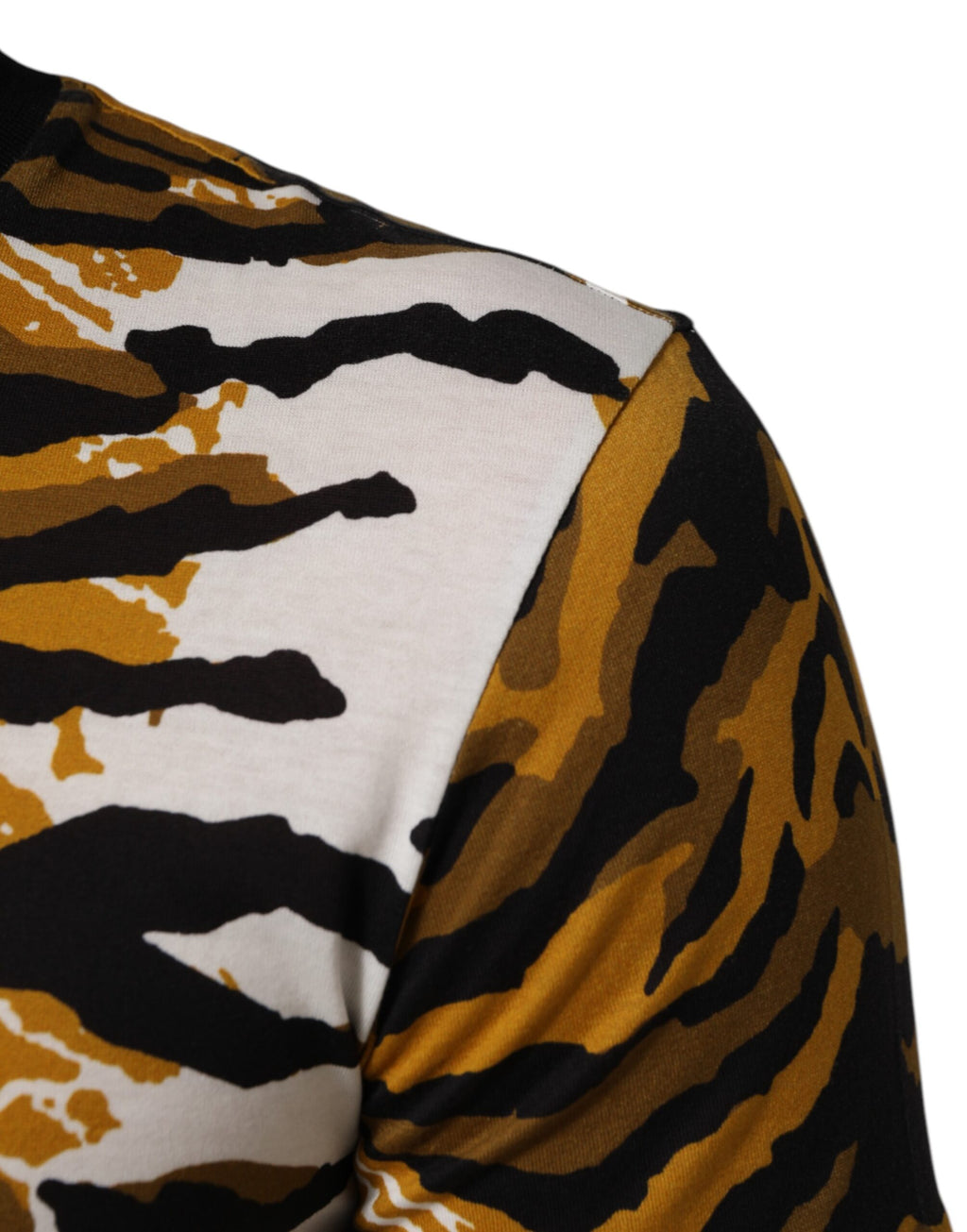 T-shirt homme Dolce & Gabbana à motif léopard multicolore avec palmes, col rond, design tendance et coloré.