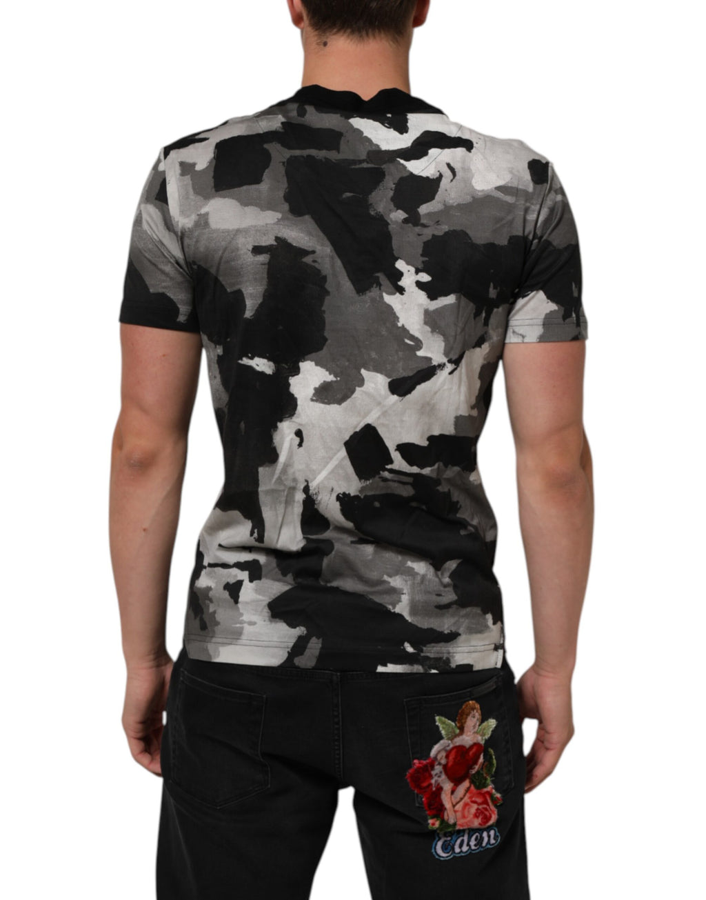 T-shirt homme à manches courtes Dolce & Gabbana multicolore camouflage, style décontracté et tendance