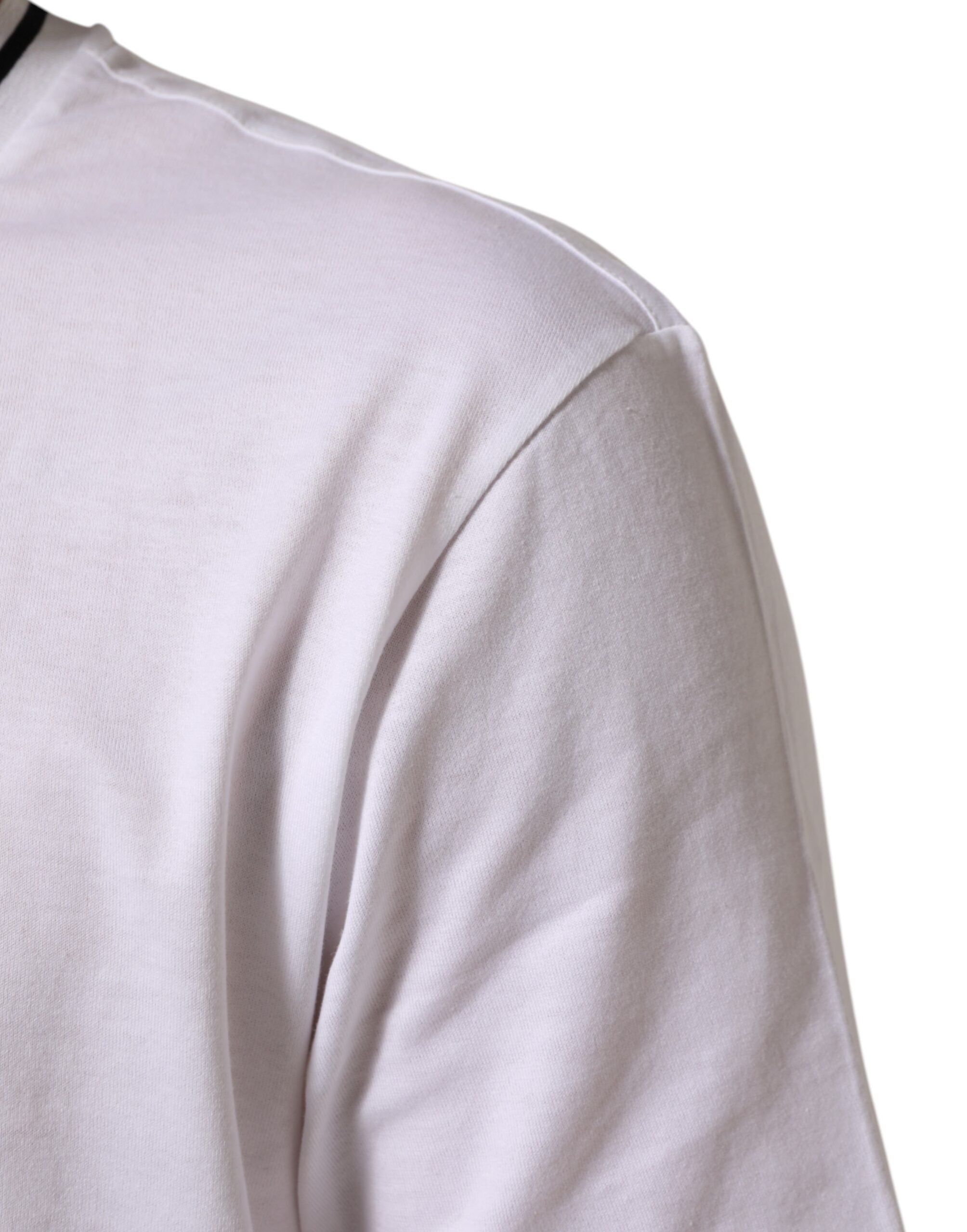 T-shirt blanc pour homme Dolce & Gabbana avec motif de cœur sacré à manches courtes et col rond.