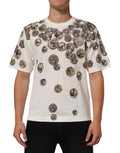 T-shirt blanc Dolce & Gabbana pour homme avec imprimé de pièces de monnaie en coton à col ras du cou