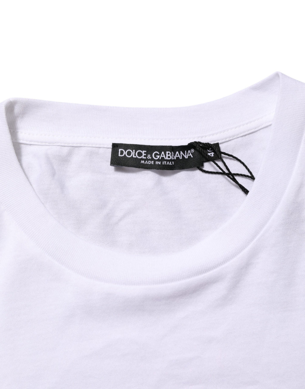 T-shirt blanc en coton pour homme Dolce & Gabbana avec logo imprimé, col rond, style décontracté.