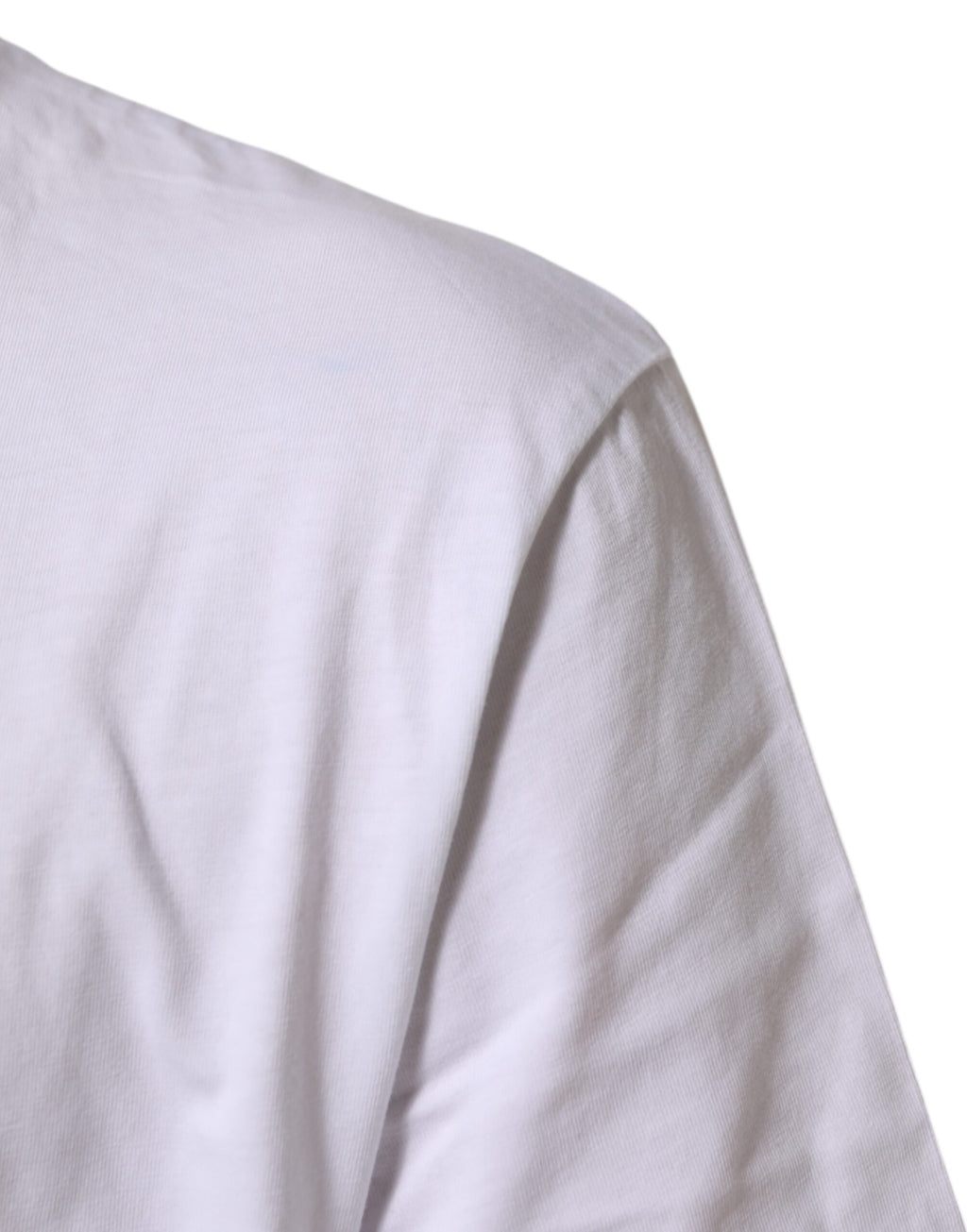 T-shirt blanc en coton Dolce & Gabbana avec logo imprimé, col ras du cou, vue de face.