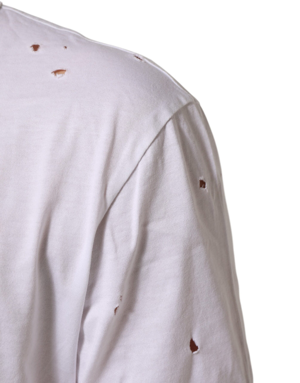 T-shirt blanc pour homme Dolce & Gabbana en coton décontracté avec col en V et effet usé.