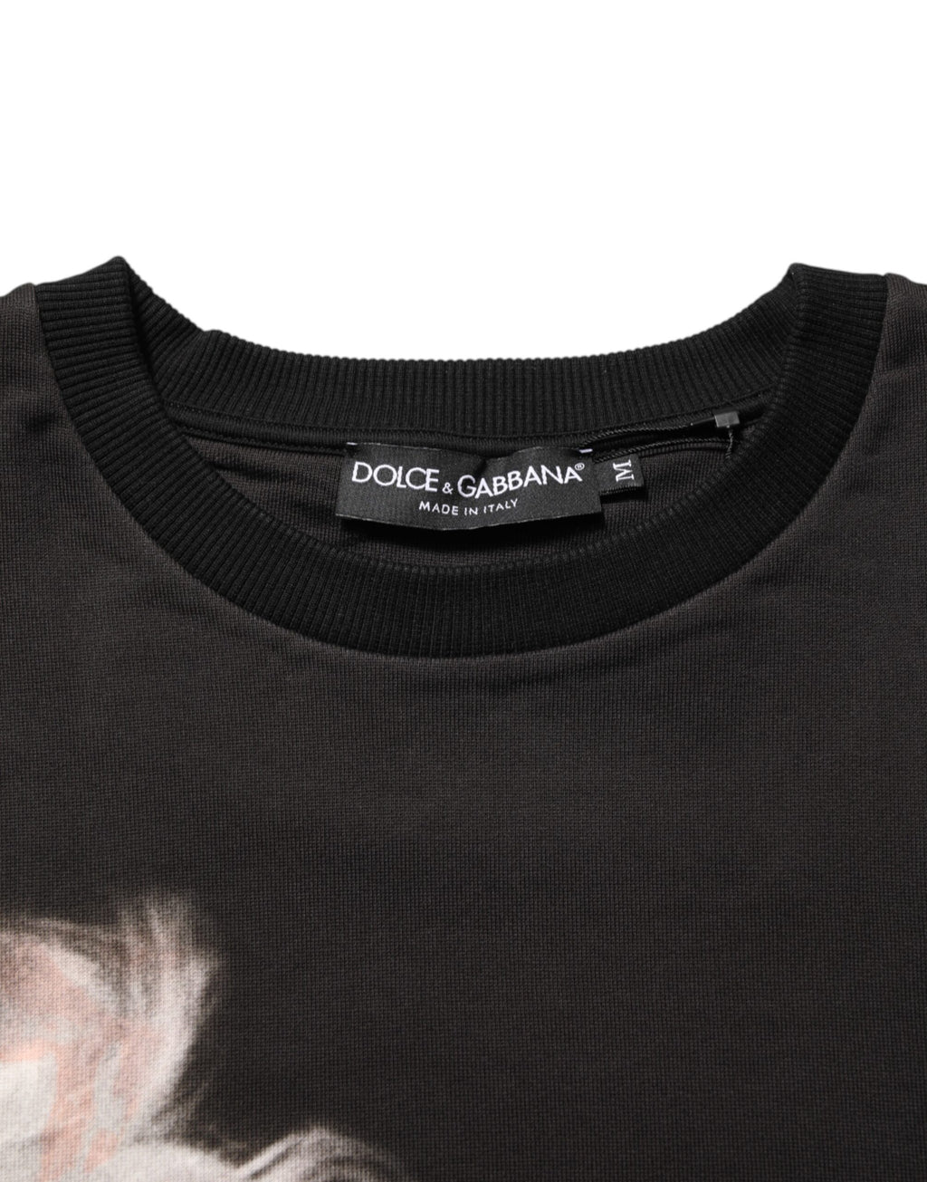 T-shirt noir Dolce & Gabbana Marilyn Monroe en coton avec col rond, vue de face, détails du design visible.