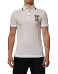 T-shirt polo en coton blanc Dolce & Gabbana avec broderie logo élégante, vue de face.