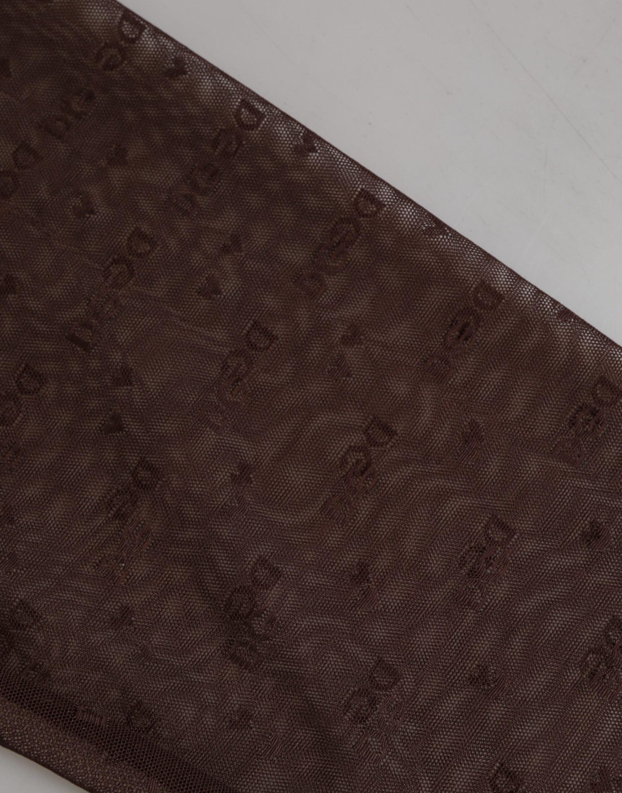 Leggings en nylon marron Dolce & Gabbana avec logo et dentelle, pantalons de sous-vêtements élégants et confortables.