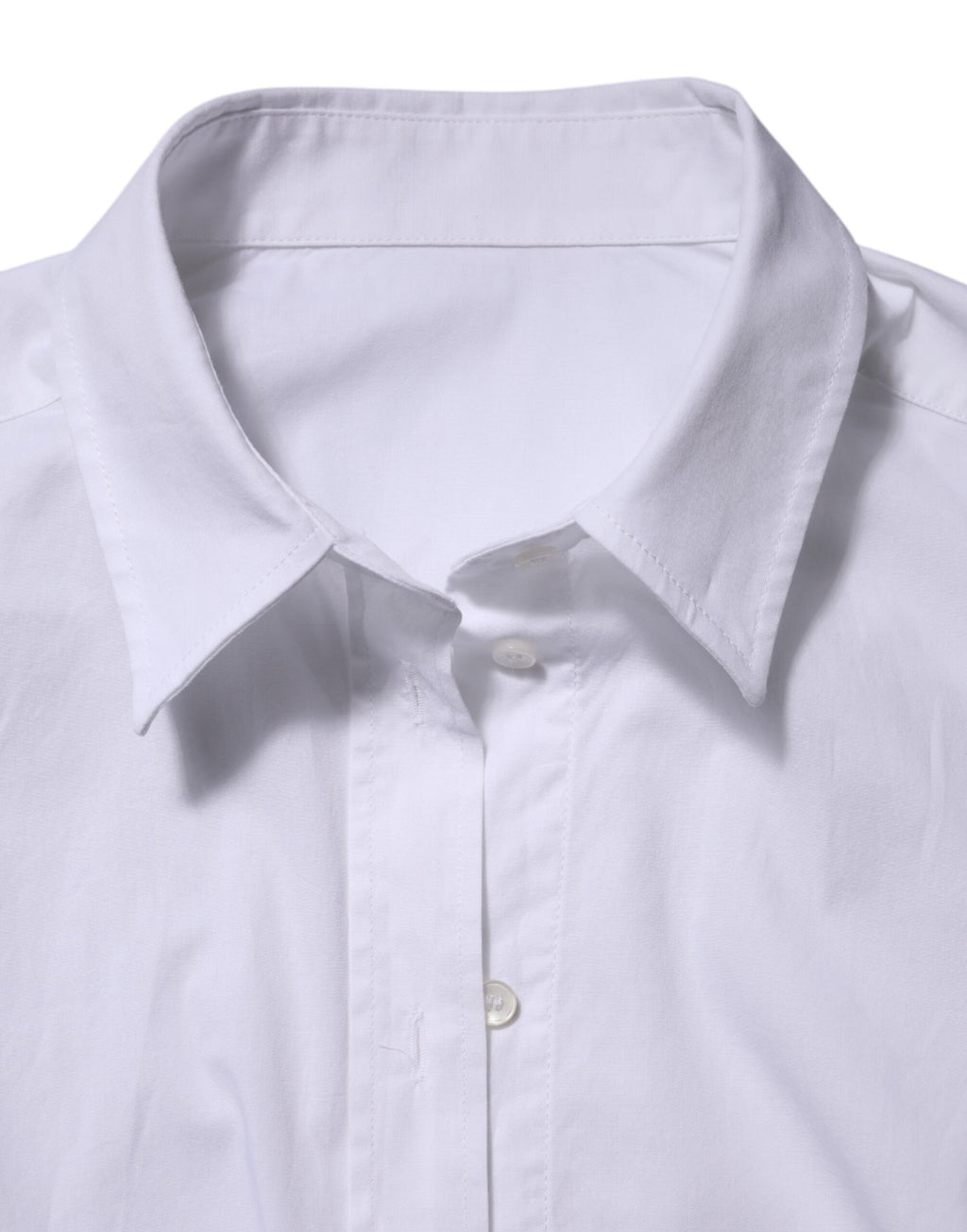 Chemise formelle blanche Dolce & Gabbana en coton avec col, vue de devant, détails élégants et coupe classique.
