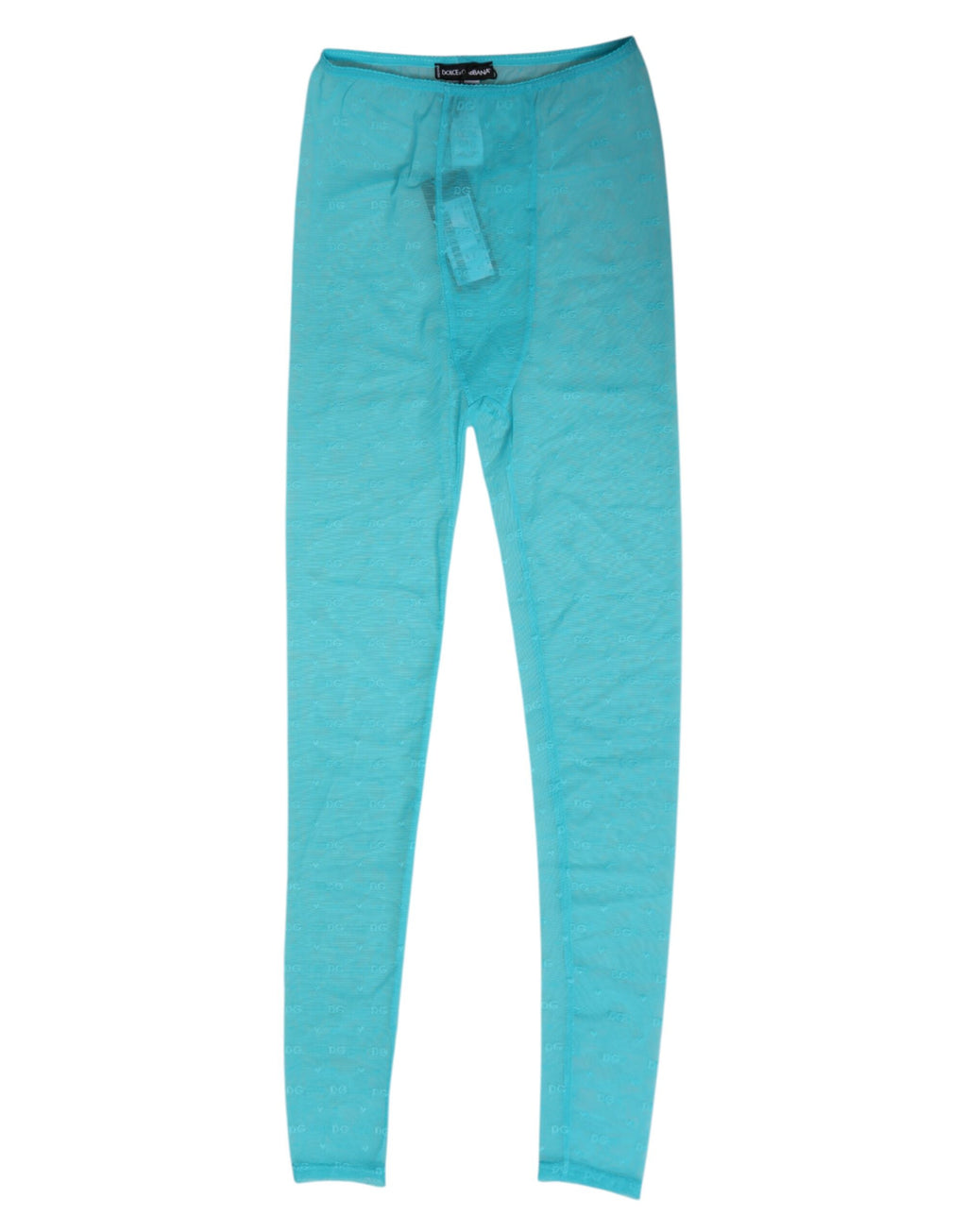 Leggings en nylon Dolce & Gabbana Light Blue avec logo en dentelle, vêtement de dessous élégant et confortable.