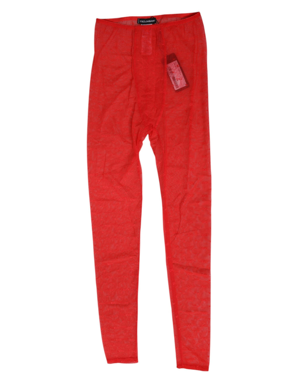 Leggings rouges en nylon Dolce & Gabbana avec logo en dentelle, sous-vêtements élégants et confortables.