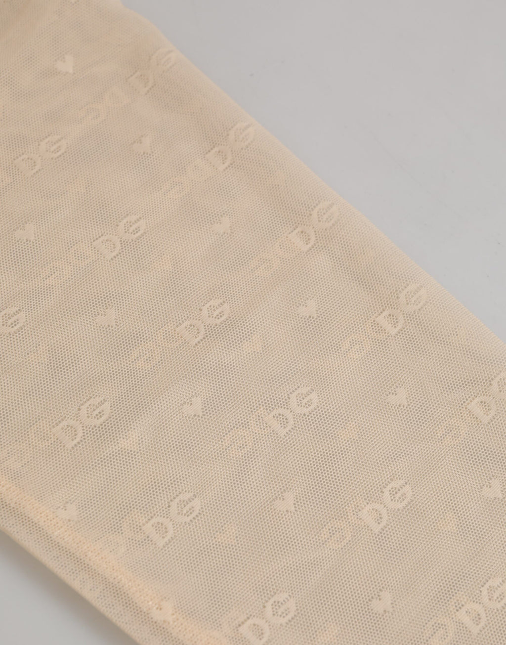 Leggings beige en nylon Dolce & Gabbana avec logo en dentelle, vêtement de dessous élégant et confortable.
