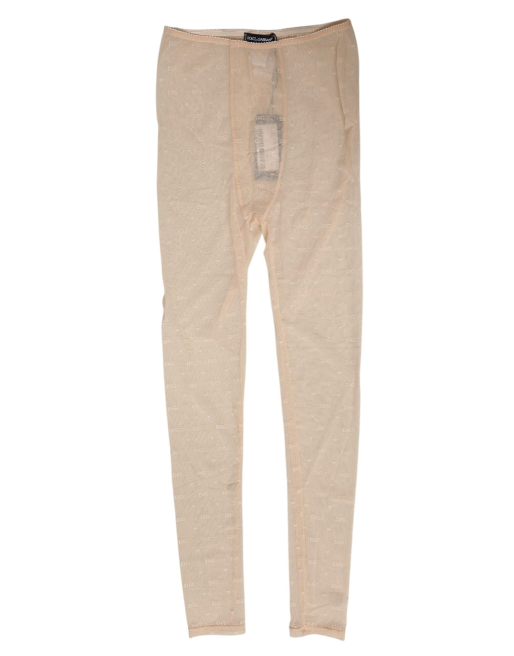 Leggings en nylon beige stretch avec logo et dentelle de Dolce & Gabbana, sous-vêtements élégants et confortables.