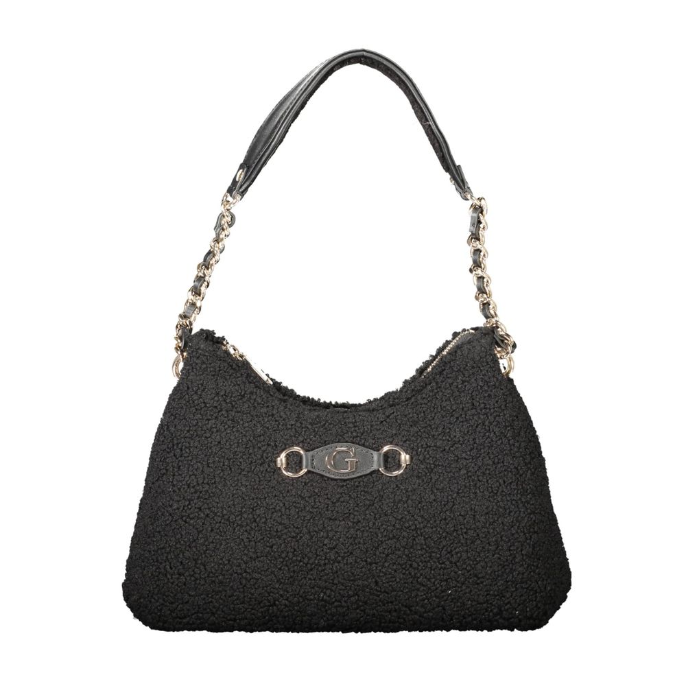 Sac à main noir en polyester pour femme de Guess Jeans, élégant et pratique avec détails modernes.
