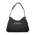Sac à main noir en polyester pour femme de Guess Jeans, élégant et pratique avec détails modernes.