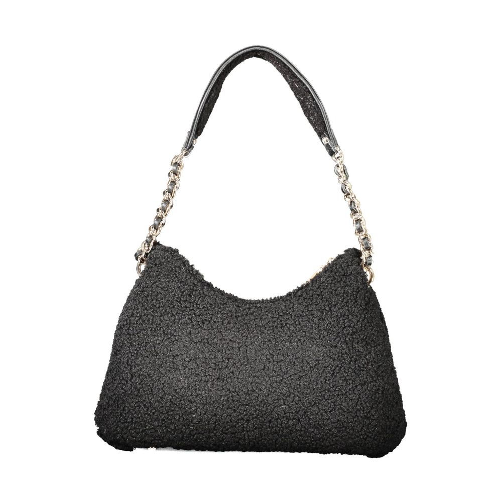 Sac à main noir Guess Jeans pour femmes en polyester, design élégant avec détails modernes.