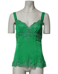 Top de lingerie Dolce & Gabbana vert en dentelle florale, sans manches, pour sous-vêtements élégants.