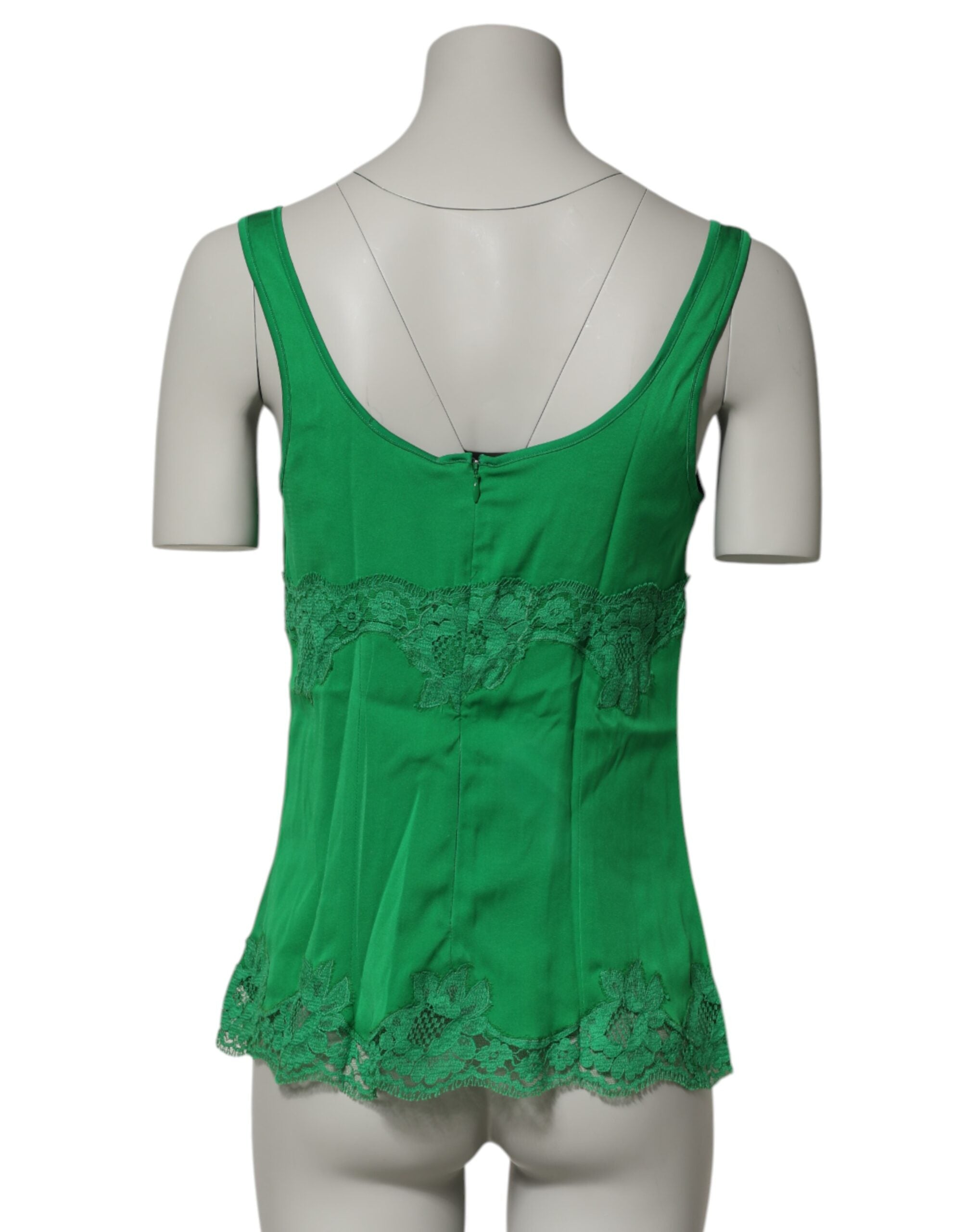 Débardeur en dentelle florale verte de lingerie Dolce & Gabbana, haut élégant pour sous-vêtements et looks raffinés.