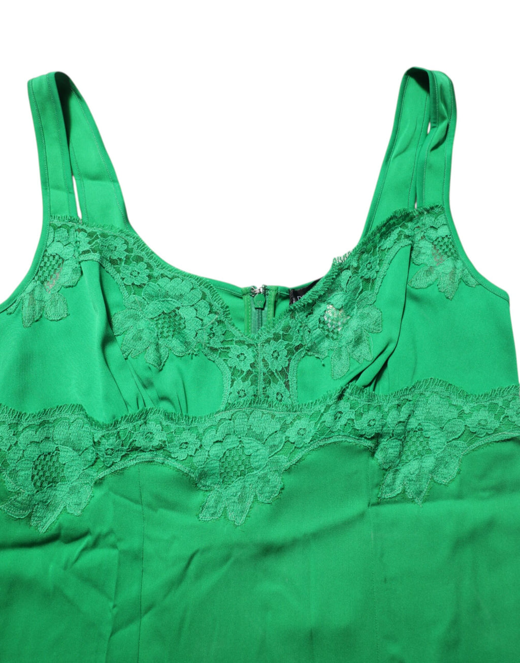 Top en lingerie Dolce & Gabbana vert à fleurs en dentelle, débardeur élégant pour sous-vêtements féminins.