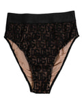 Culotte haute noire Dolce & Gabbana avec logo DG en dentelle, design élégant et confortable, pour femmes.