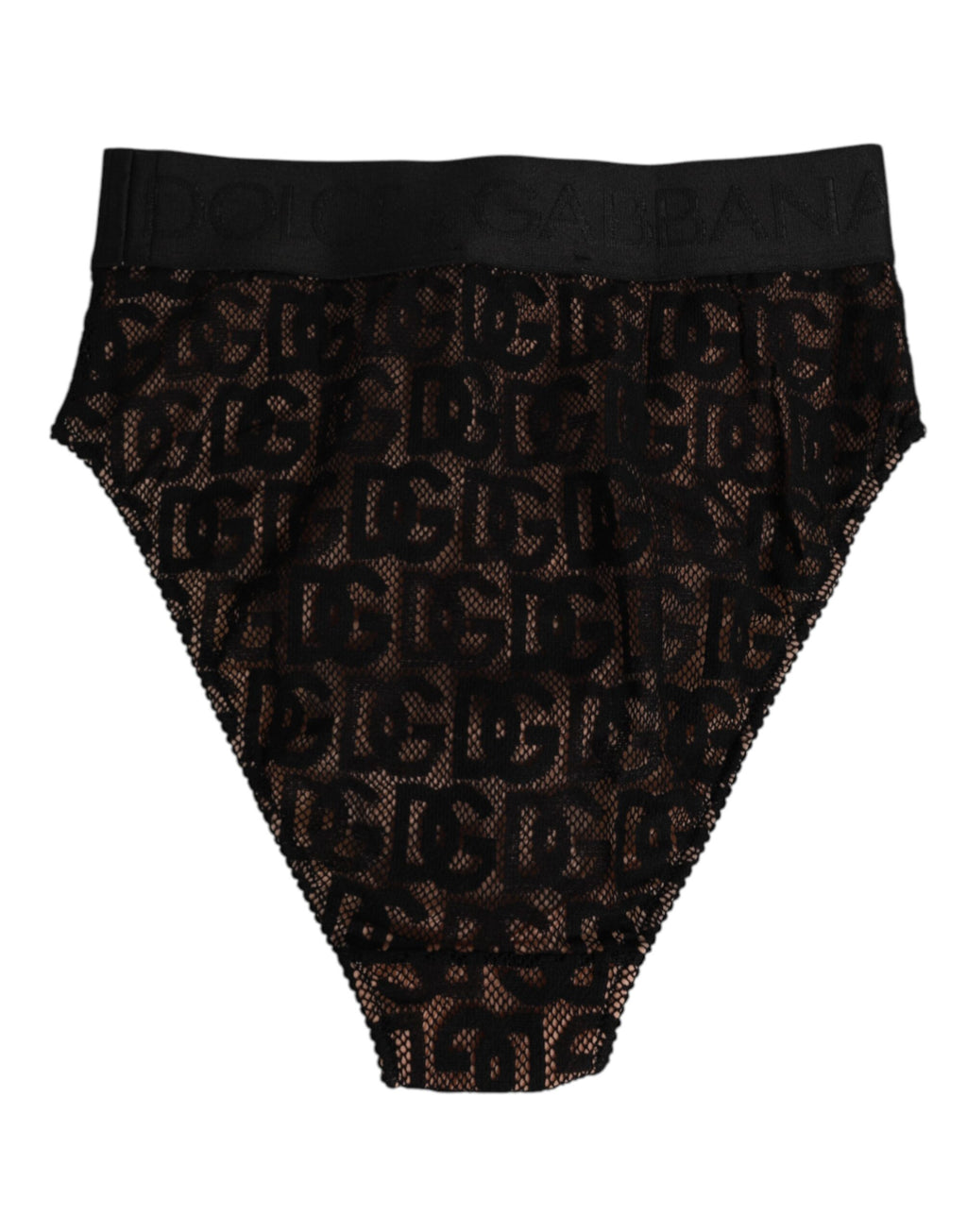 Culotte noire Dolce & Gabbana DG Logo en dentelle, haute taille, sous-vêtements élégants et confortables.
