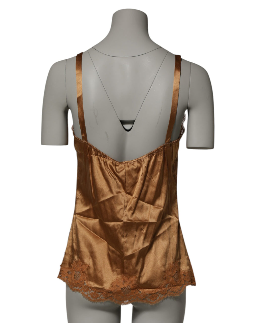 Lingerie de nuit Dolce & Gabbana en dentelle florale marron, tank top confortable pour dormir ou porter sous vêtements.
