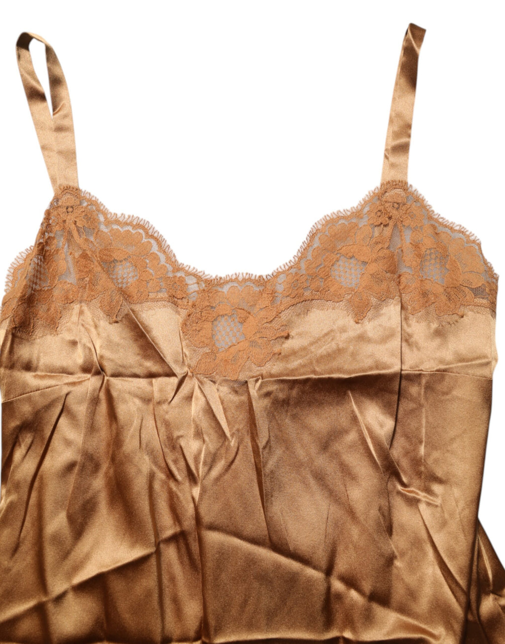 Lingerie Dolce & Gabbana en dentelle florale marron, tank de nuit élégante et confortable pour dormir ou se détendre.