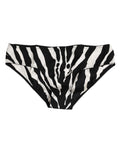 Sous-vêtements Dolce & Gabbana, slip briefs noirs et blancs avec motif zèbre, en coton, visibles sur l'image.
