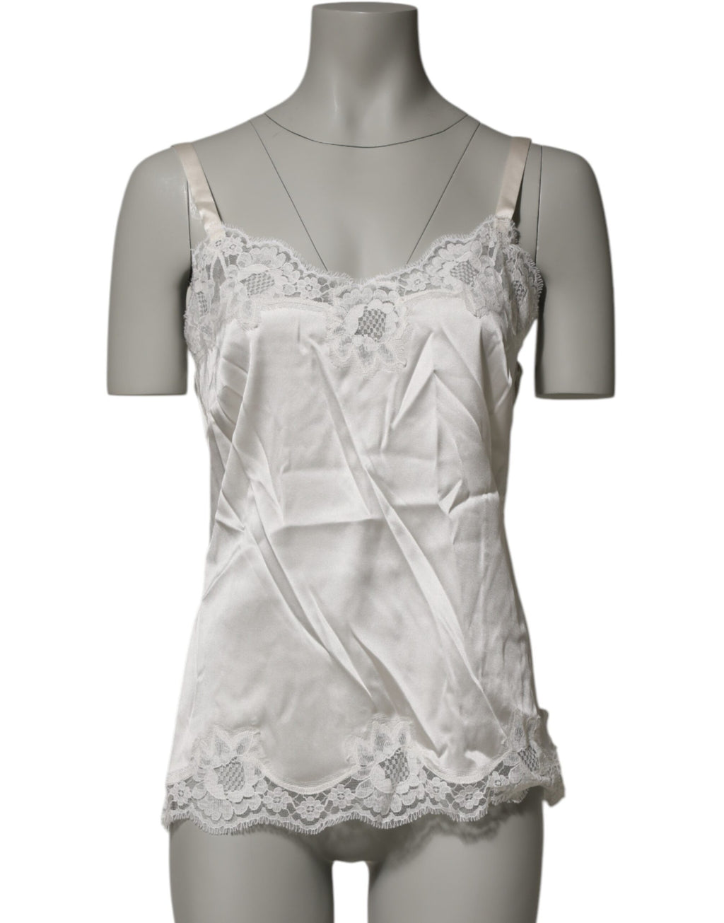 Top en lingerie Dolce & Gabbana en dentelle florale blanche et ivoire, sans manches, pour femme.