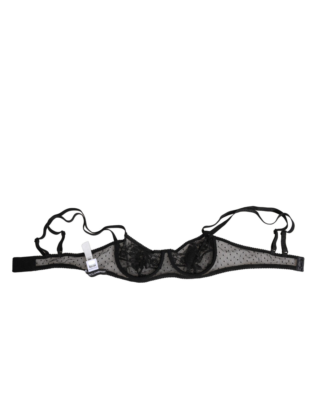 Soutien-gorge balconnet noir à fleurs avec armatures de Dolce & Gabbana, lingerie élégante et féminine.