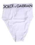 Culotte blanche en coton stretch à taille haute de Dolce & Gabbana, sous-vêtement élégant et confortable.