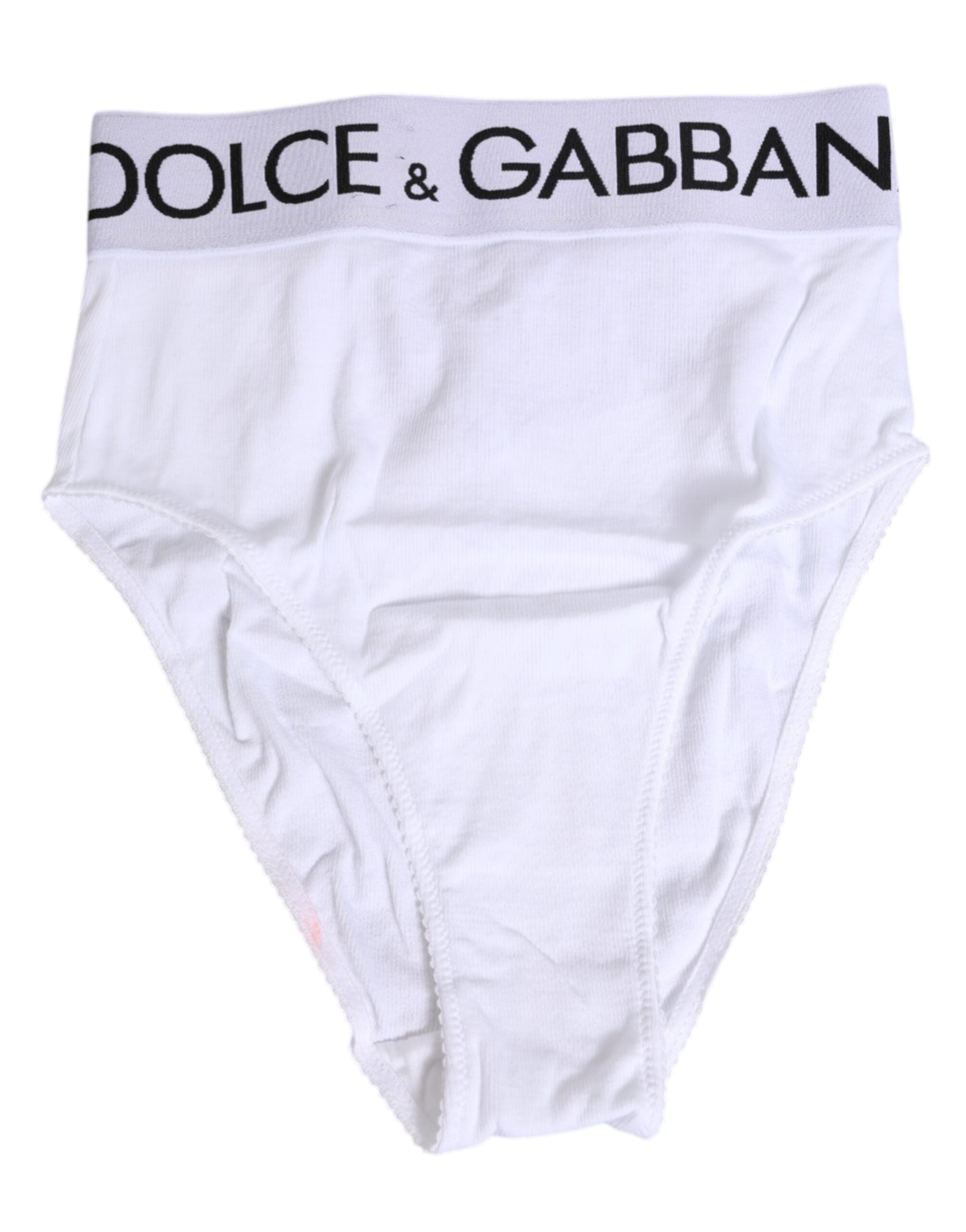 Culotte blanche en coton extensible à taille haute de Dolce & Gabbana, sous-vêtements élégants et confortables.