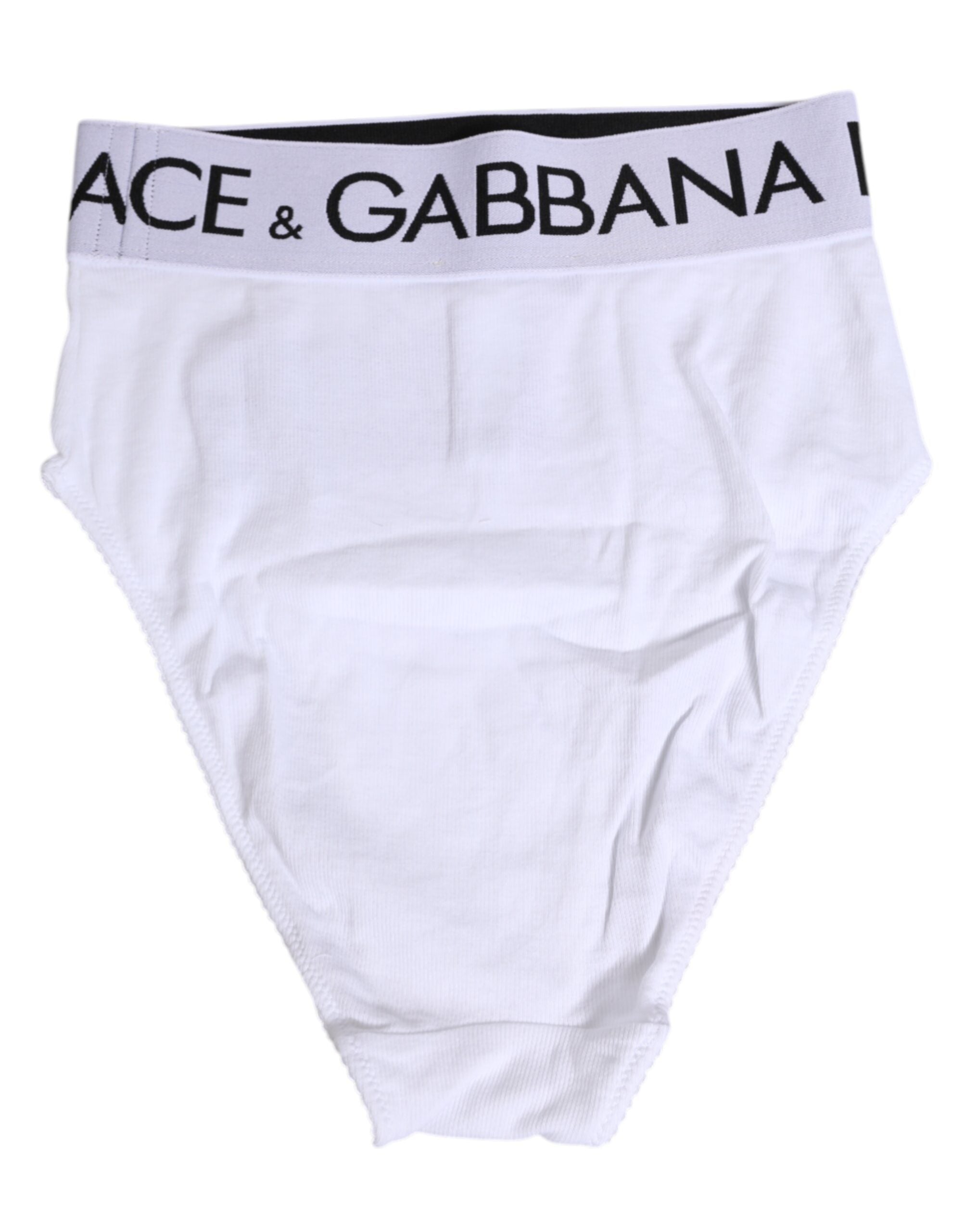 Culotte blanche en coton stretch de haute taille de Dolce & Gabbana, sous-vêtements féminins confortables et élégants.