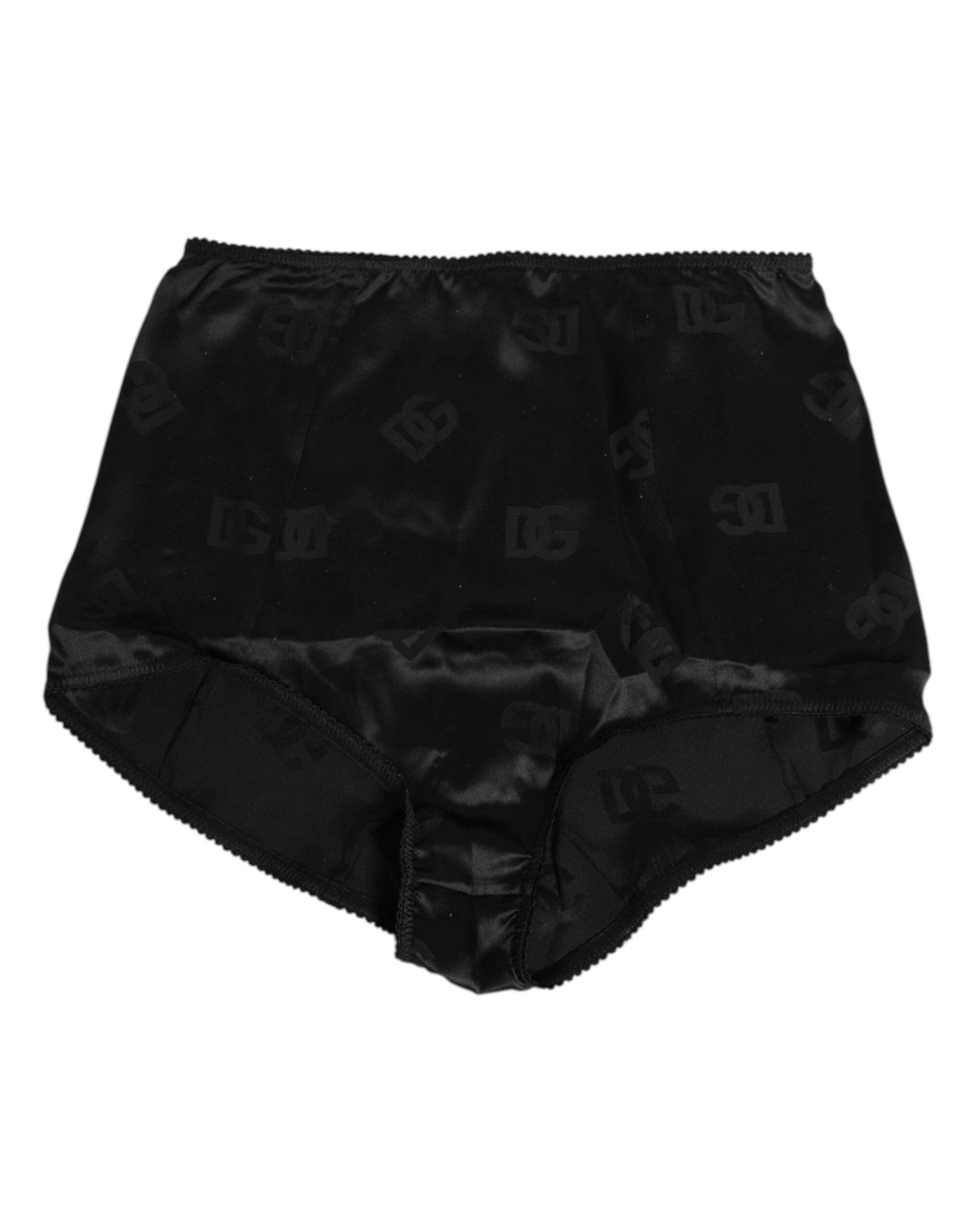Gaine noire en soie extensible Dolce & Gabbana, taille haute, sous-vêtements féminins élégants et confortables.