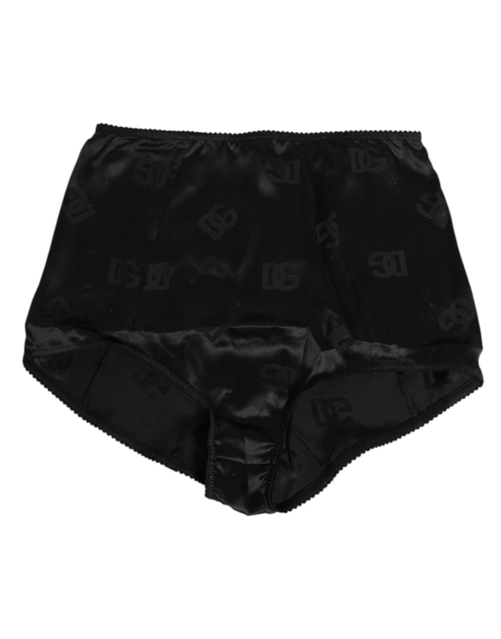 Garde-robe élégante : porte-jarretelle en soie noire Dolce & Gabbana avec taille haute et finition extensible.