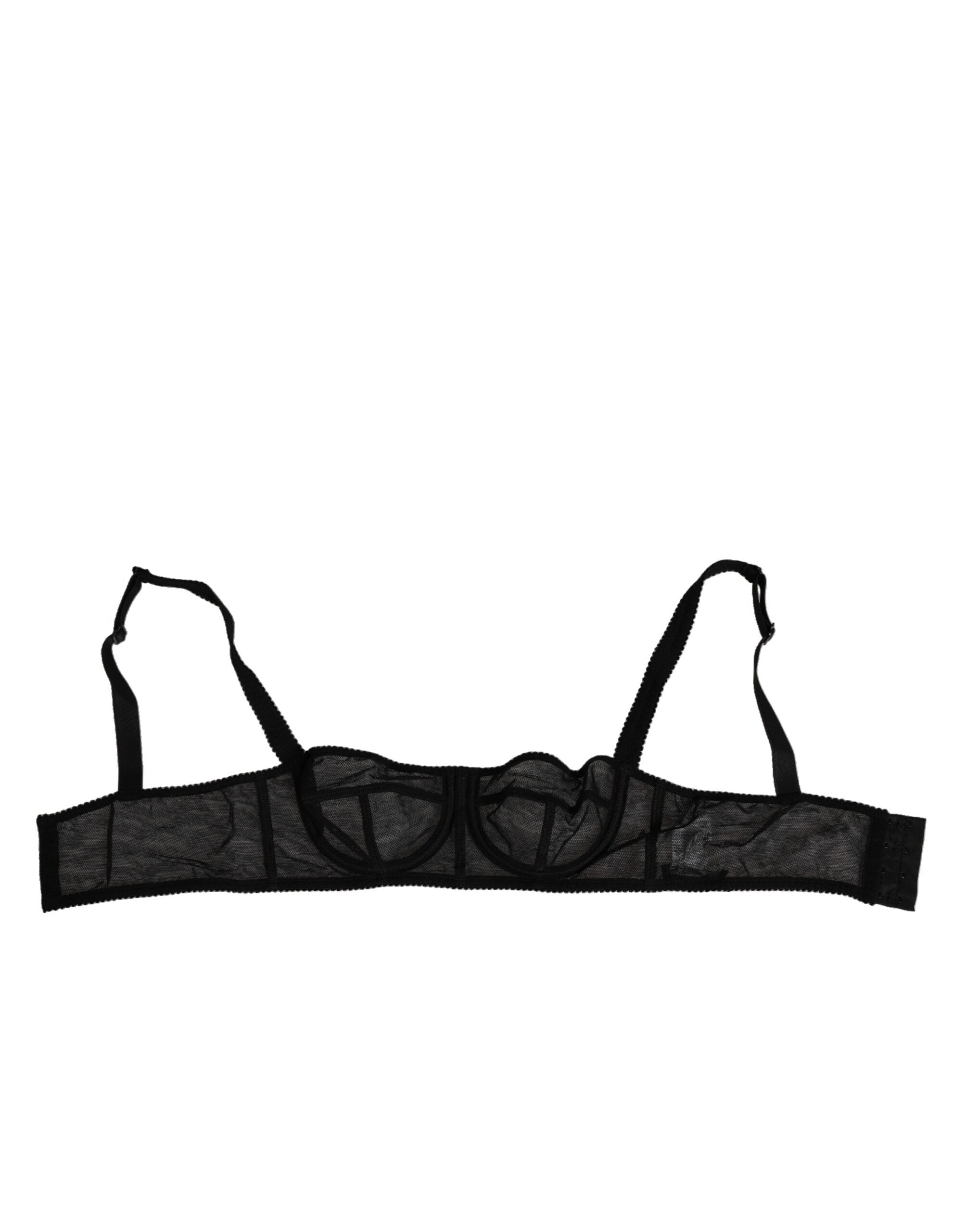 soutien-gorge balconnet noir à fleurs Dolce & Gabbana en dentelle avec armatures et bretelles ajustables