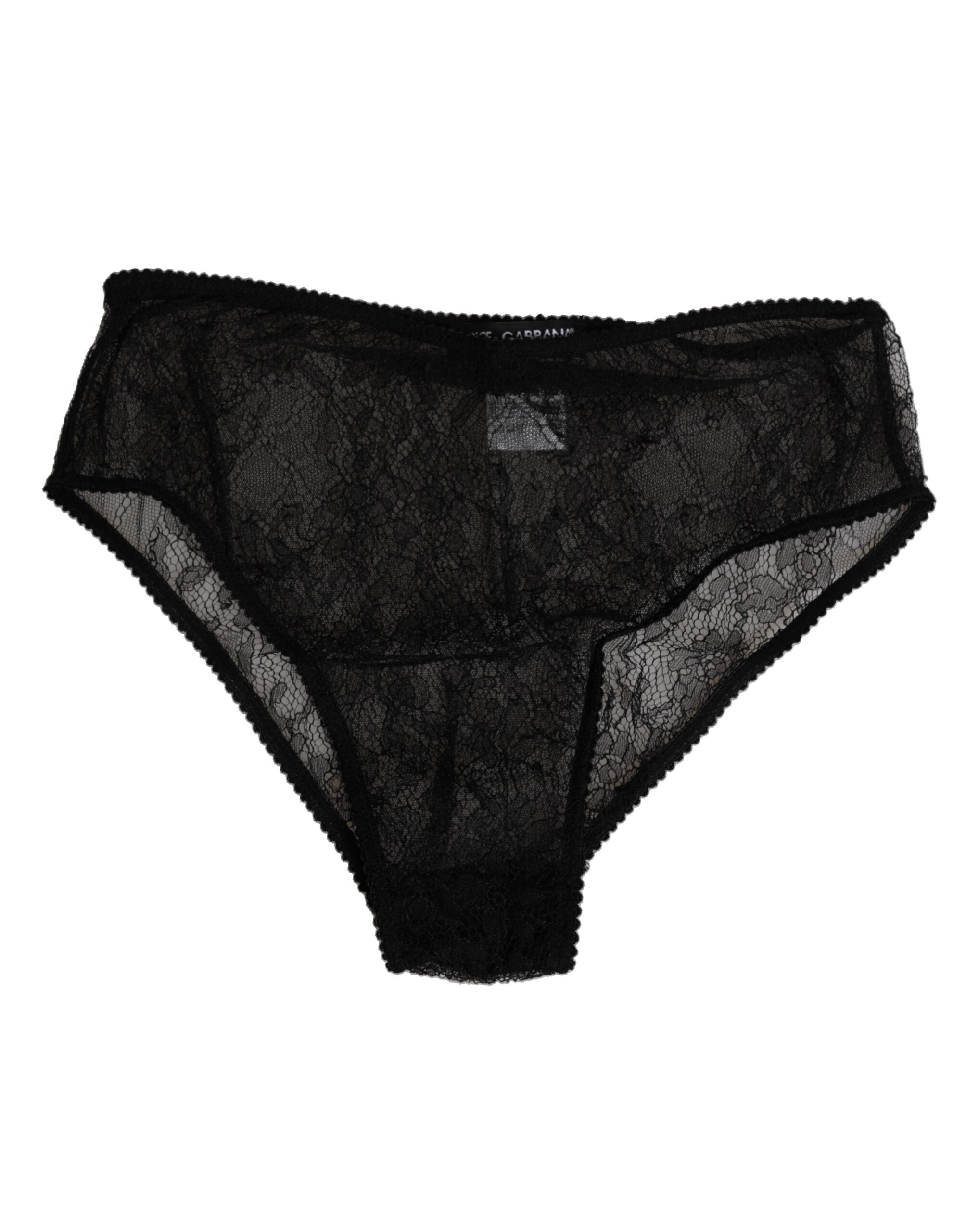 Culotte noire en nylon stretch Dolce & Gabbana, taille haute, sous-vêtements élégants et confortables.