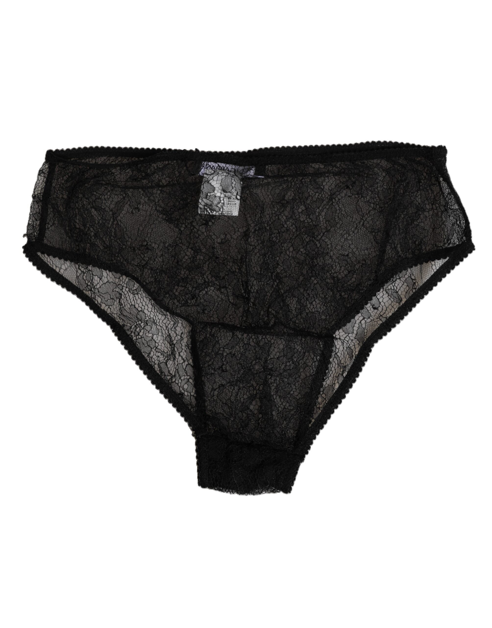 Culotte noire en nylon extensible à taille haute de Dolce & Gabbana, sous-vêtements élégants et confortables.