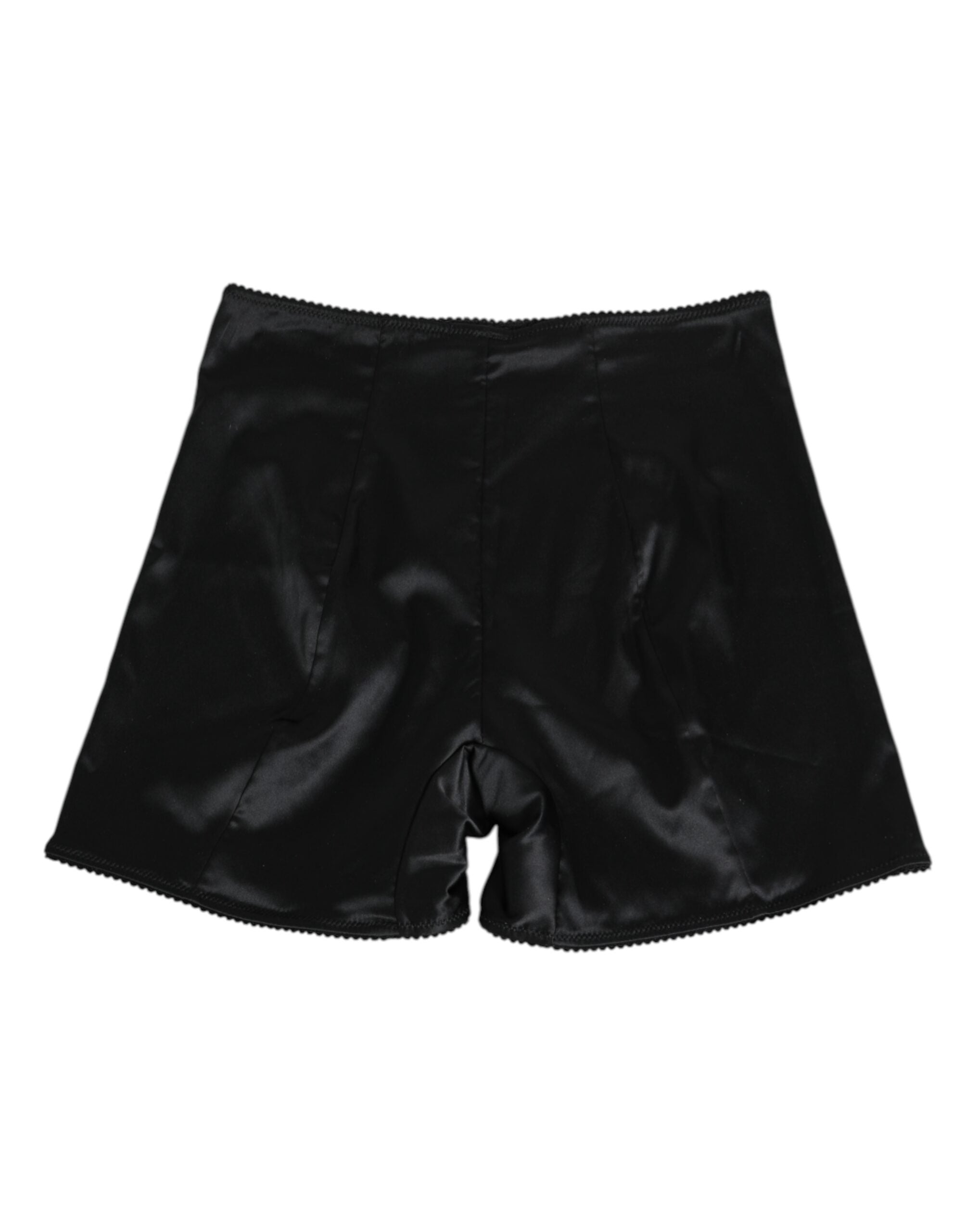 Culotte de cyclisme pour femme Dolce & Gabbana en soie noire, slip extensible, lingerie élégante et confortable.