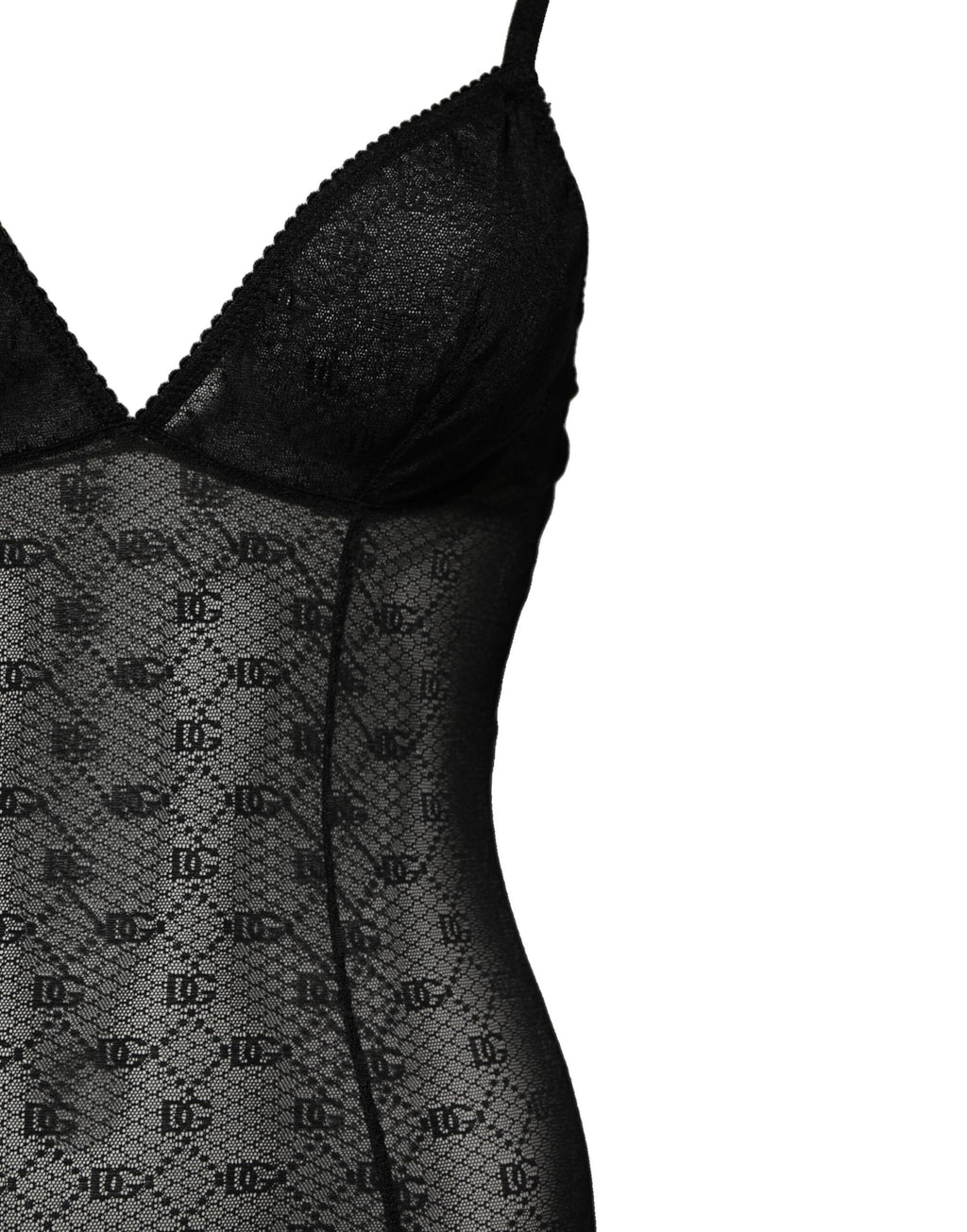 Body en nylon noir de la lingerie Dolce & Gabbana, bodysuit extensible avec détails élégants et ajustés.