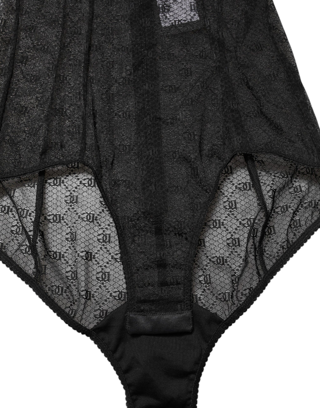 Body en nylon stretch noir de lingerie Dolce & Gabbana, coupe ajustée et élégante, vue de l'avant.
