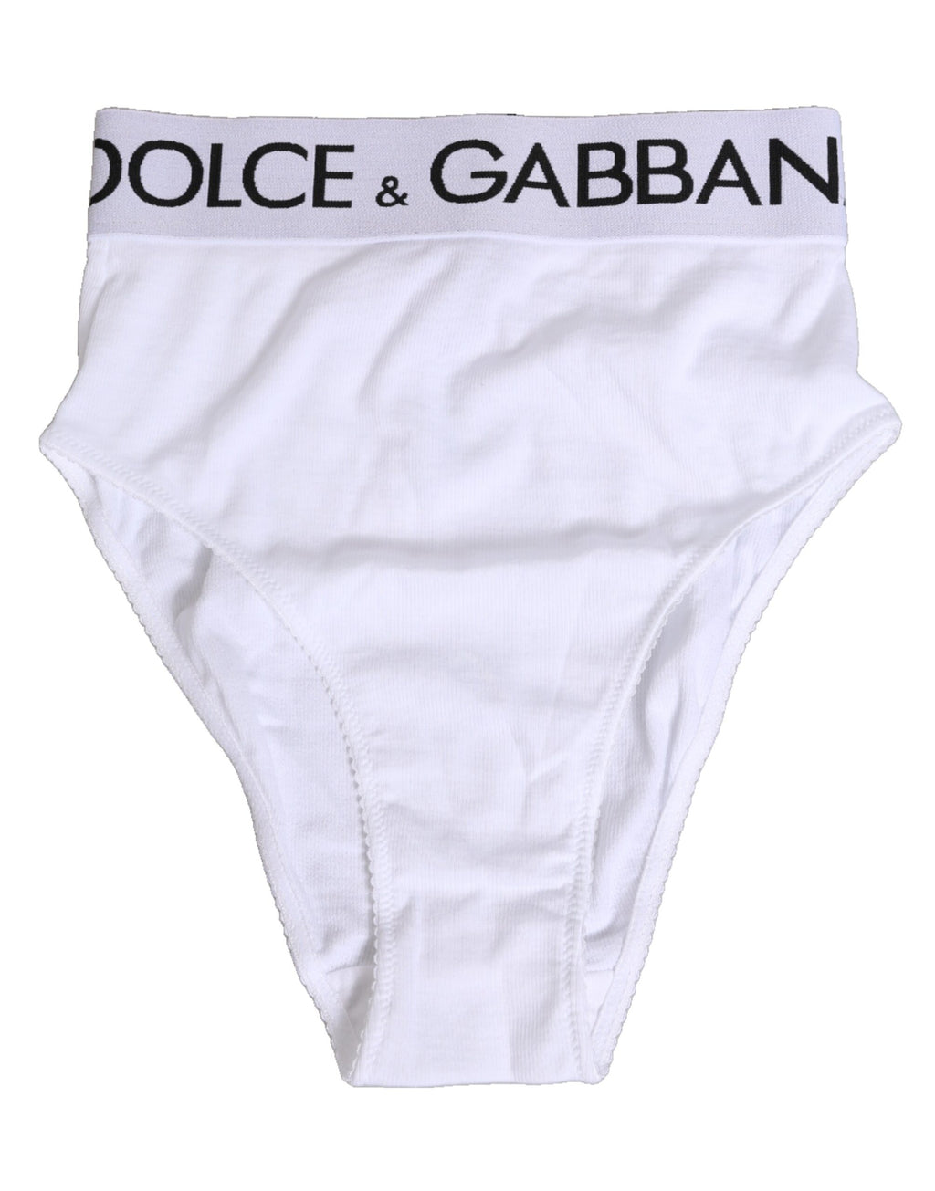 Culotte blanche en coton extensible à taille haute de Dolce & Gabbana, sous-vêtements élégants et confortables.