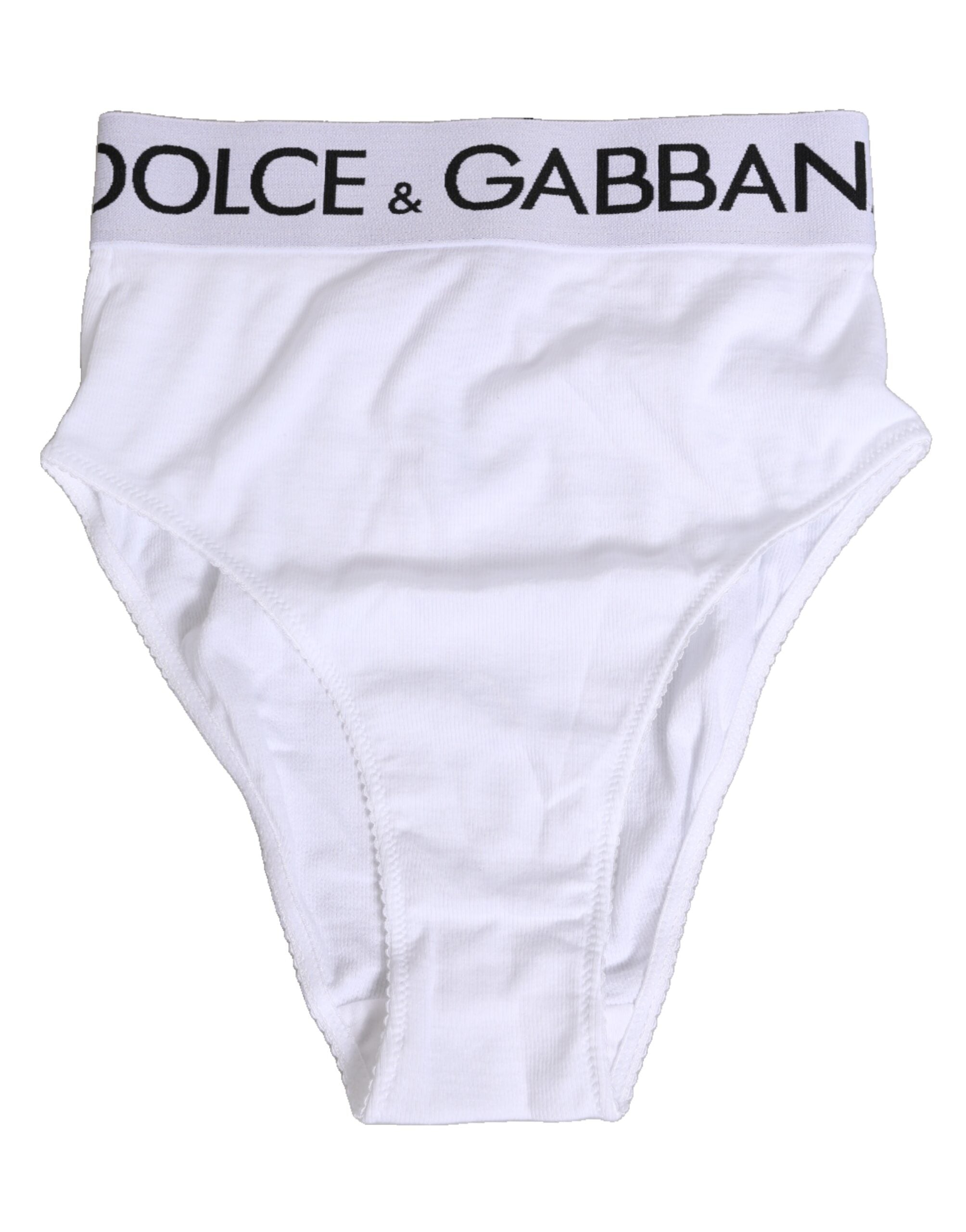 Culotte blanche en coton extensible à taille haute de Dolce & Gabbana, sous-vêtements élégants et confortables.