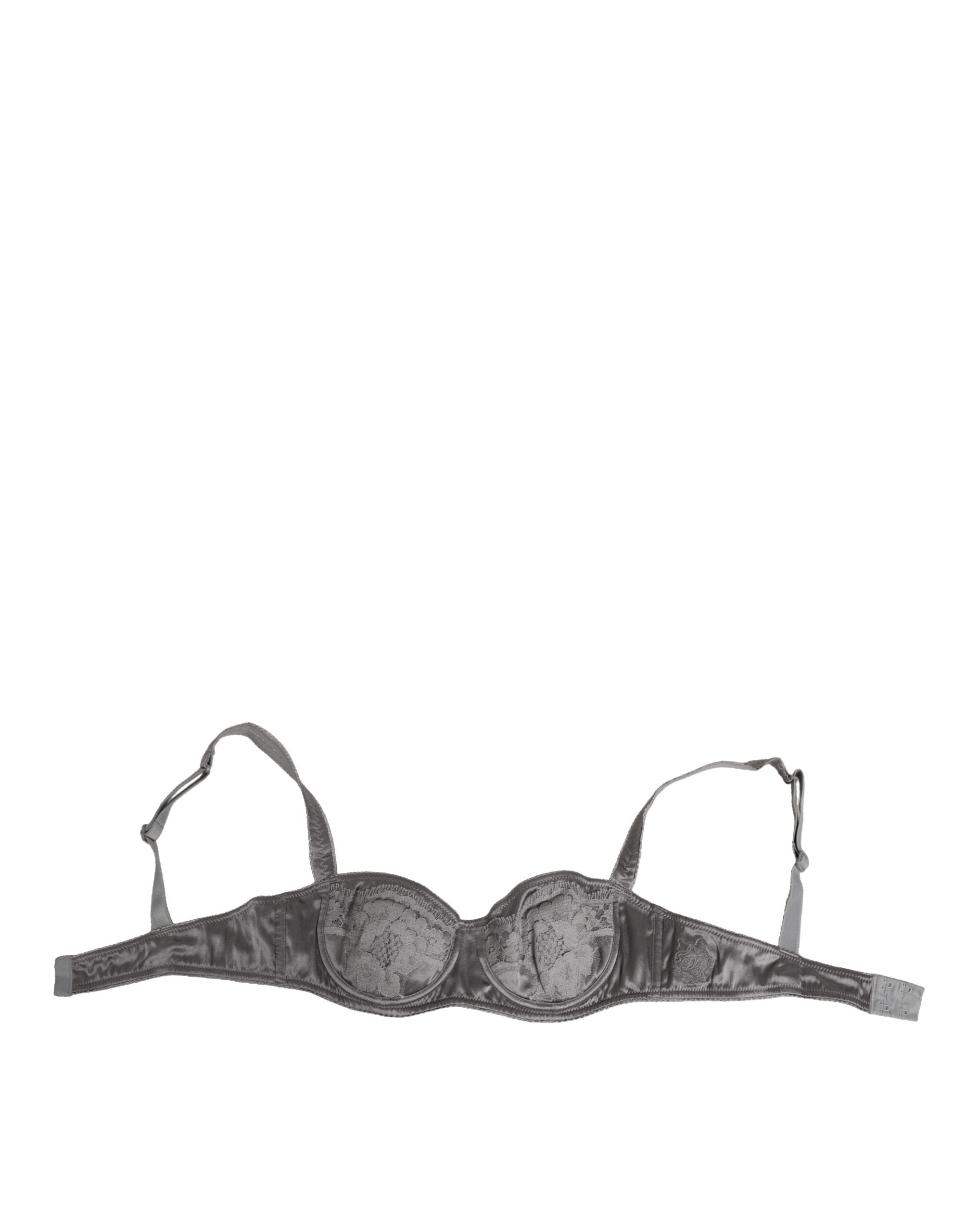 Soutien-gorge balconnet en soie grise de Dolce & Gabbana, avec armatures et design élégant, vue de face.
