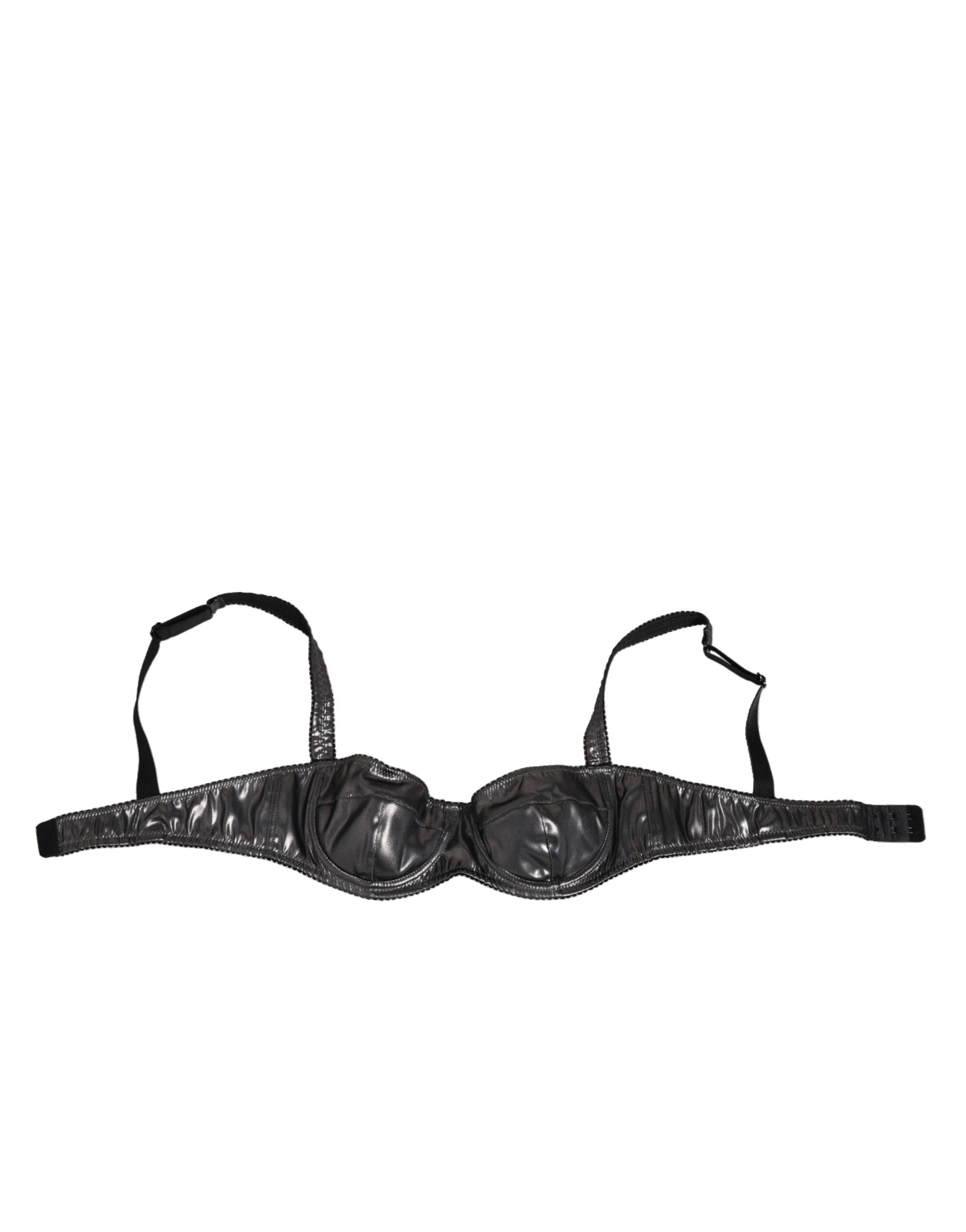Soutien-gorge balconnet en acétate noir de Dolce & Gabbana, sous-vêtements élégants et ajustés.