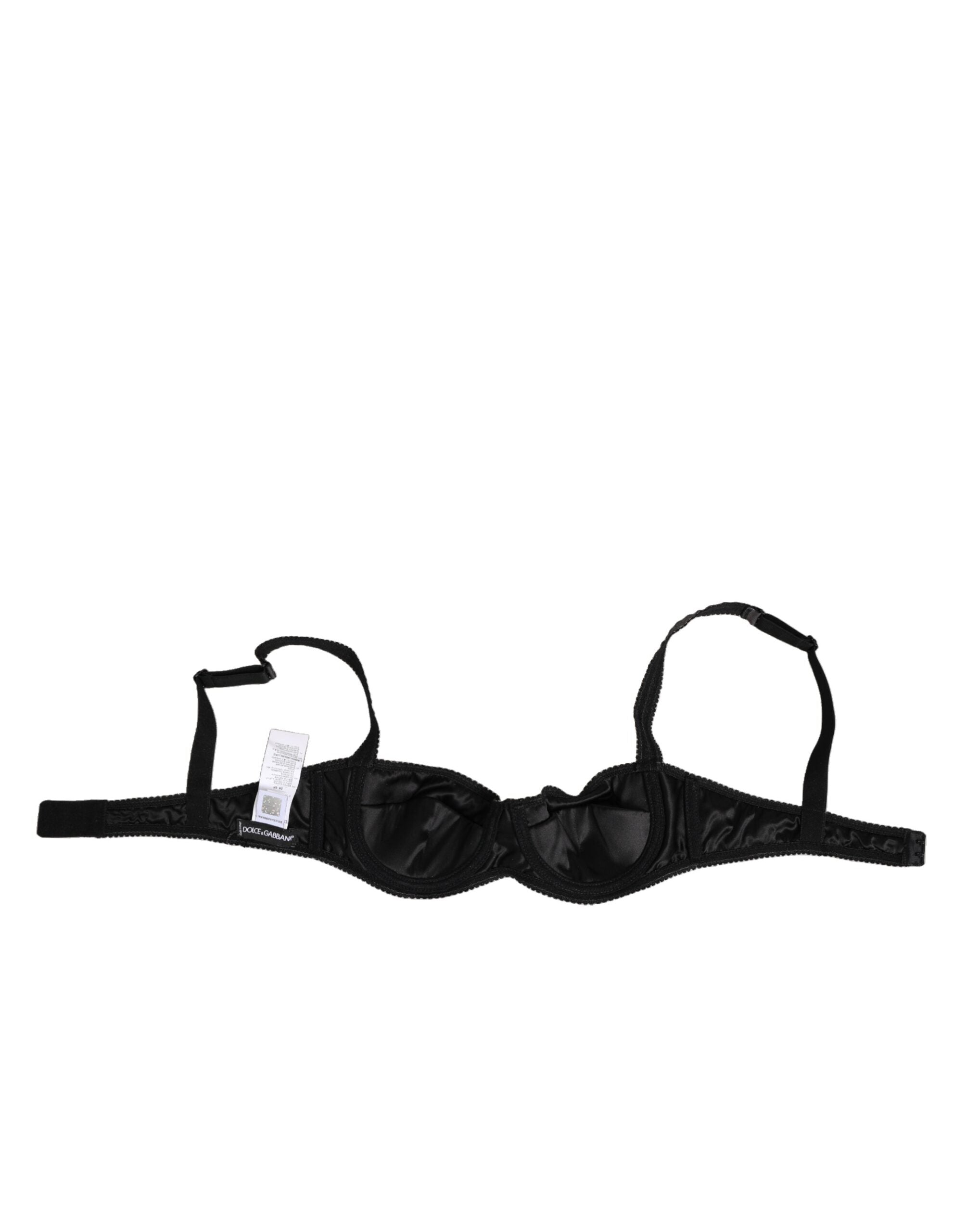 Soutien-gorge balconnet en acétate noir de Dolce & Gabbana, sous-vêtements élégants et ajustés.