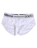 Shorts/underwear Dolce & Gabbana en nylon blanc avec logo à la taille, affichant un design moderne et confortable.