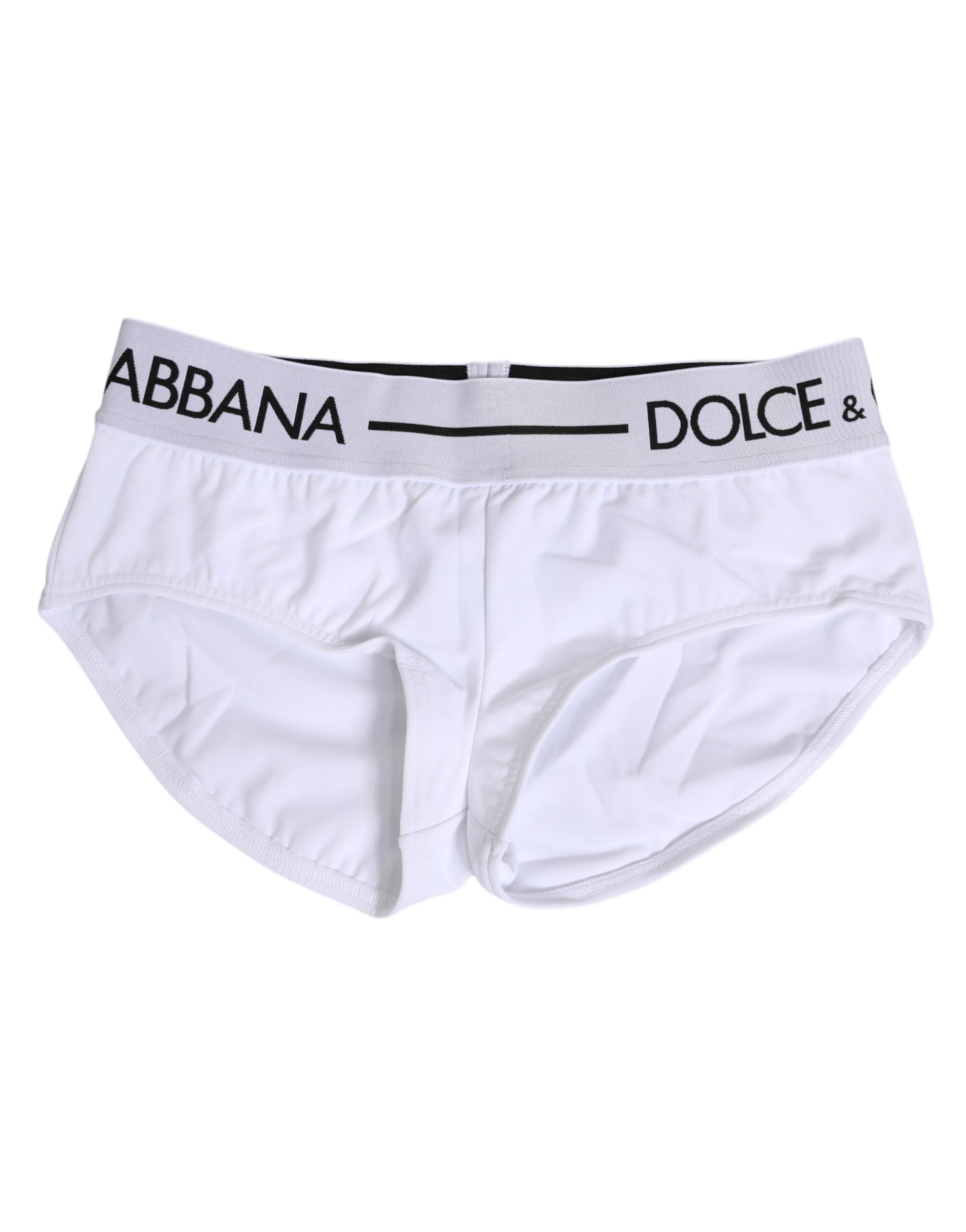 Shorts/underwear Dolce & Gabbana en nylon blanc avec logo à la taille, affichant un design moderne et confortable.