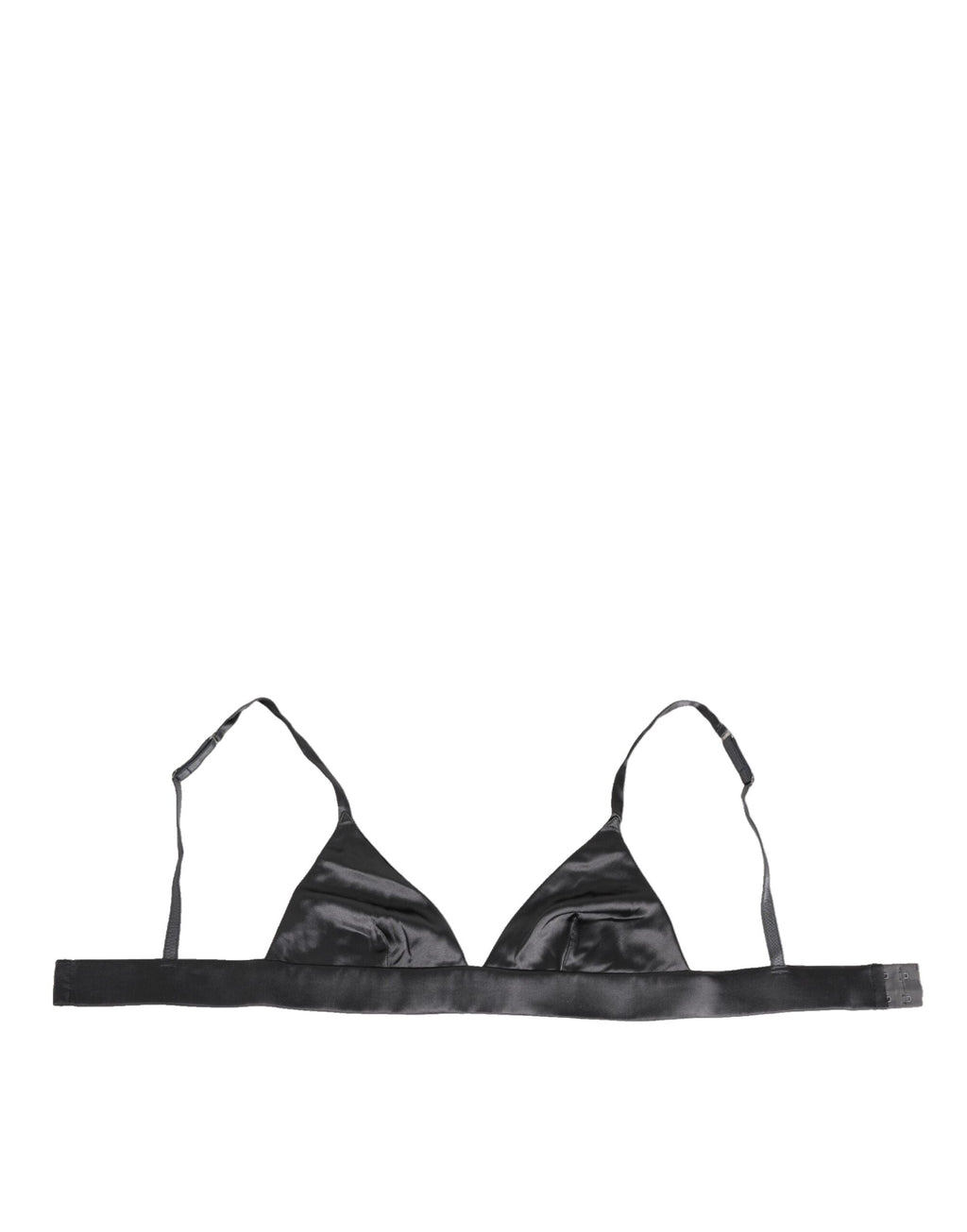 Sous-vêtements en satin de soie noir Dolce & Gabbana, triangle avec coupe douce, sans armature, élégant et confortable.