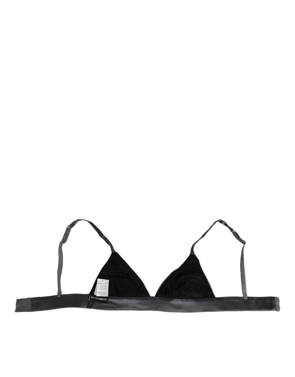 Sous-vêtements en satin noir Dolce & Gabbana, soutien-gorge triangle en soie douce avec cups souples.