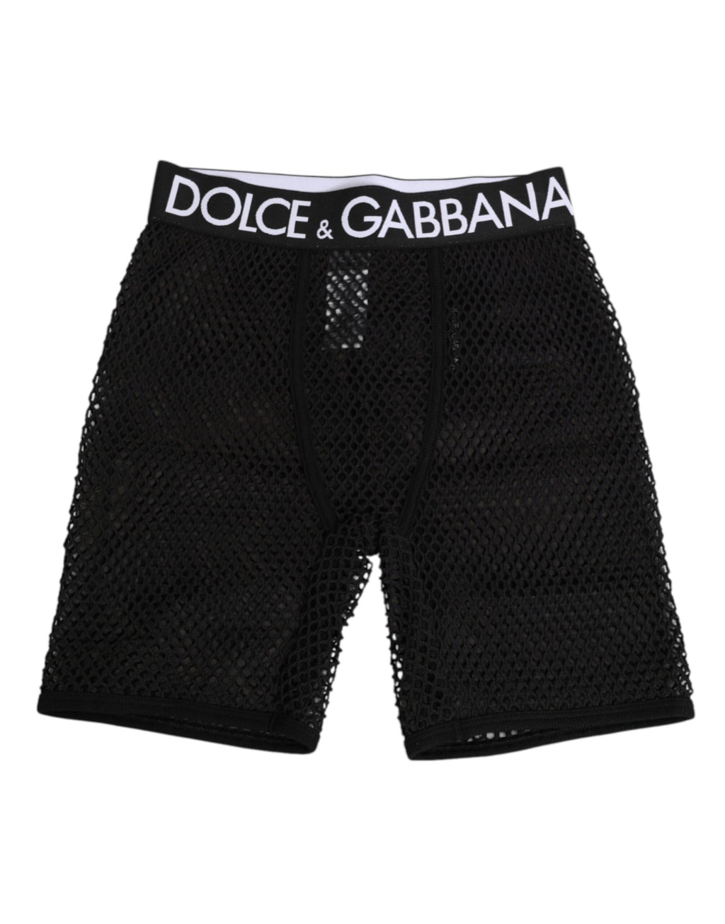 Shorts midi en coton noir Dolce & Gabbana avec logo, style boxer ou sous-vêtement, visibles en image.