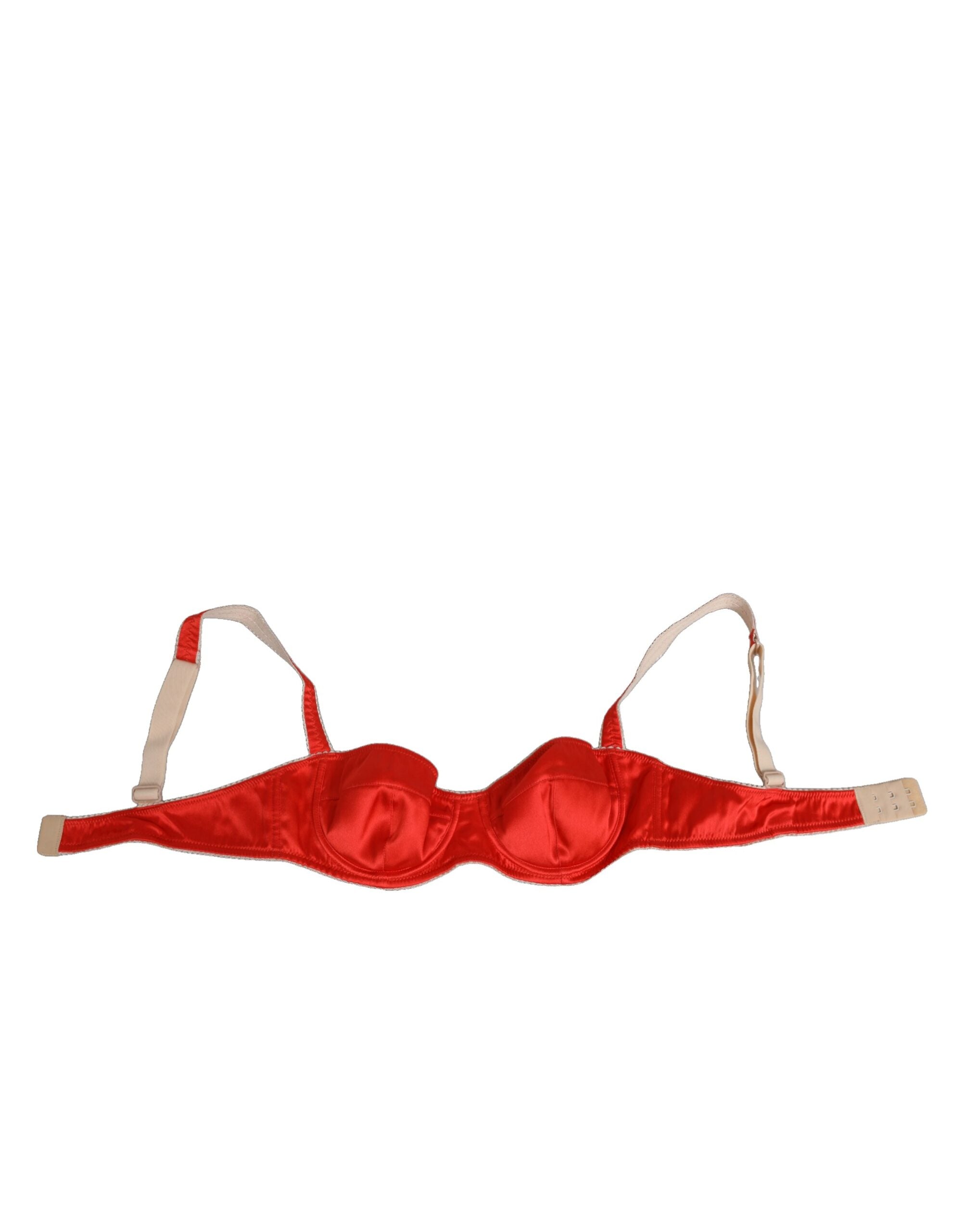 Soutien-gorge en satin de soie rouge Dolce & Gabbana avec armatures et semi-rembourré, élégant et confortable.